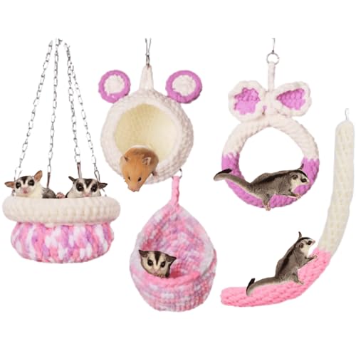 Copfeu Hamsterkäfig-Hängematte für kleine Tiere, Hängematten mit Eichhörnchenkäfigen, Zubehör, Tunnelschaukel für Zuckergleiter, Spielzeug, Rattenschaukel, Dschungel-Set, Plüsch-Hamster, warme Betten von Copfeu