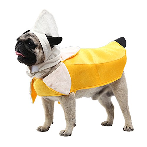 Bananen-Hundekostüm – lustiges Halloween-Hundekostüm, niedlicher Hunde-Cosplay-Overall, modisches Kleid für Welpen, kleine, mittelgroße und große Hunde, besondere Anlässe, Foto-Requisiten, Zubehör von Coppthinktu