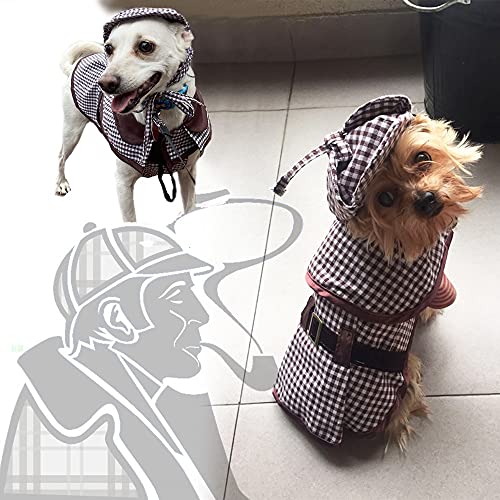 Hund Halloween Kostüm Berühmter Detektiv Hundekostüm, Hund Detektiv Kostüm Halloween für Hunde Outfit Haustier Kostüm, Lustiges Hund Cosplay Kostüm Kleiner Hund Halloween Kostüm für Weihnachten von Coppthinktu