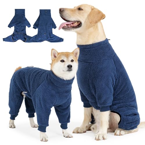 Hunde-Wintermantel, weicher Pullover, Pyjama, warmer Hundemantel für kaltes Wetter, Fleece-Hundemantel, gemütliche Hunde-Winterjacke, winddicht, Ganzkörper-Overall für Hunde, Einteiler, von Coppthinktu