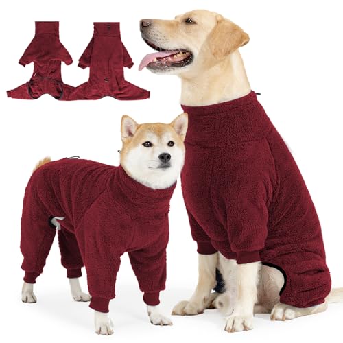 Hunde-Wintermantel, weicher Pullover, Pyjama, warmer Hundemantel für kaltes Wetter, Fleece-Hundemantel, gemütliche Hunde-Winterjacke, winddicht, Ganzkörper-Overall für Hunde, Einteiler, von Coppthinktu