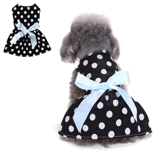 Hundekleid für kleine Hunde, niedliches Hundekleid für kleine Hunde, Sommer, Haustier-Prinzessinnenkleider, Schleife, Mädchen, Katze, Bekleidung, Welpenkleider für kleine Hunde und Katzen von Coppthinktu