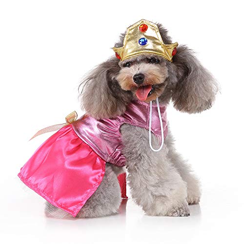 Prinzessinnen-Kostüm für Hunde, rosa Prinzessinnenkleid, niedliches Hundekostüm, Halloween-Kostüm, Mode-Kleid für Welpen, kleine, besondere Anlässe, lustige Foto-Requisiten Zubehör von Coppthinktu