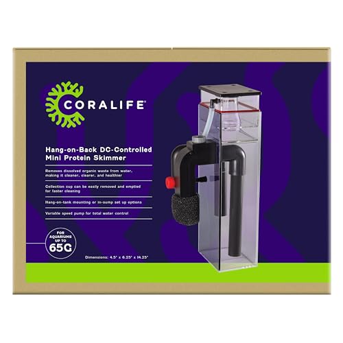 Coralife Aquarium-Salzwasser für Aquarien, DC-gesteuert, Variable Geschwindigkeit, Mini-Protein-Abschäumer, bis zu 280 l von Coralife