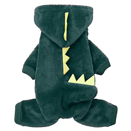 Corlidea Hundekleidung Kleines Haustier Kostüm Halloween Dinosaurier Kostüm Hundekleidung Welpen Outfits Lustige Apperal Hundepullover Softshell (a-Green, M) von Corlidea