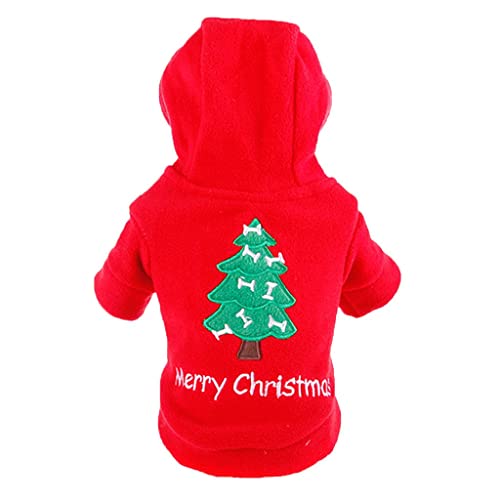 Corlidea Weihnachten Winter Kleidung Wärmer Welpen Fleece Hund Haustier Hund Kleid Kostüm Haustier Kleidung Hundepullover Softshell (b-red XS, XS) von Corlidea