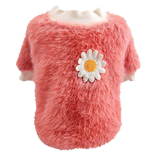 Haustier Hund Mäntel Rundhals Warm Winter Blumen Pullover Fleece Haustier Kleidung Für Kleine Hunde Französische Hündchen Kleidung Chihuahua Kleidung Wintermantel Hundemantel Französische Bulldogge von Corlidea