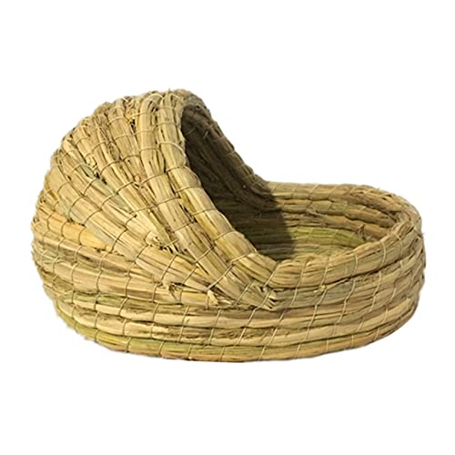 Sanft Katzenkissen natürliches handgewebtes Seegras Spiel Heu Bett Hütten für Häschen Hamster Multi Utility kein Kauspielzeug Gefiederte Freunde Haustier (Khaki One Size) von Corlidea