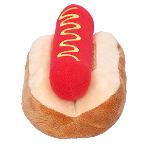 Cornesty Weiches Plüsch-Hundespielzeug, Hot-Dog-Form, Abnehmbarer Klang, Exquisites Puppenspielzeug für Katzen, Hunde von Cornesty