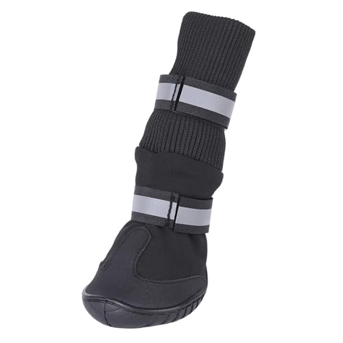 Cornesty wasserdichte Hundeschuhe, rutschfeste Stiefel für Große Hunde, Warm und Sicher, für Spaziergänge Im Freien, Rot, Schwarz, 4er-Set (XL) von Cornesty