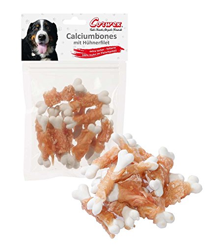 Corwex Calciumbones mit Huhn (9x90g), Premium Hundesnack Kalziumknochen mit Hühnerfilet umwickelt, extra lecker & fettarm, 100% Huhn im Fleischanteil von Corwex