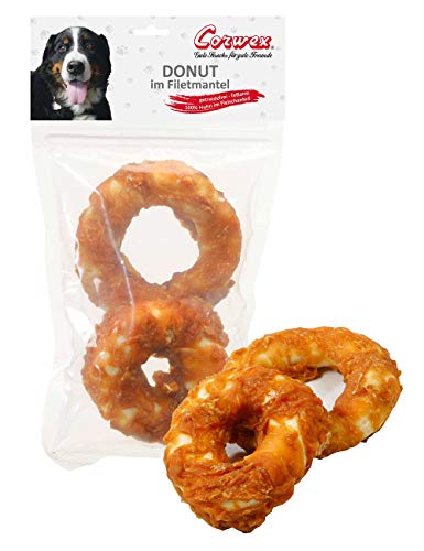 Corwex Doppel-Donut mit Huhn (6X 2er Pack), Hundesnack Kauring Bagel, getreidefrei & fettarm, 100% Huhn im Fleischanteil, ø 12-13 cm von Corwex