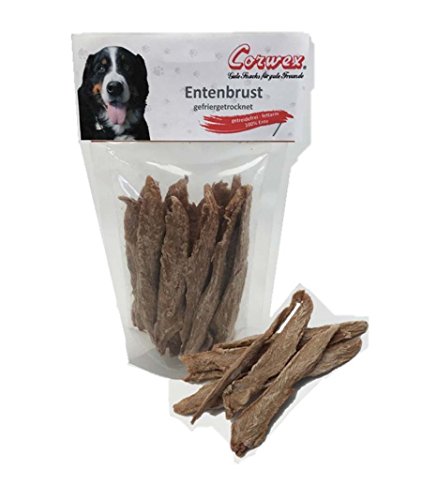 Corwex Entenbrust gefriergetrocknet (10x50g), ganze Stücke, getreidefrei & fettarm, Gefriergetrocknete Hundesnack mit 100% Entenfleisch von Corwex