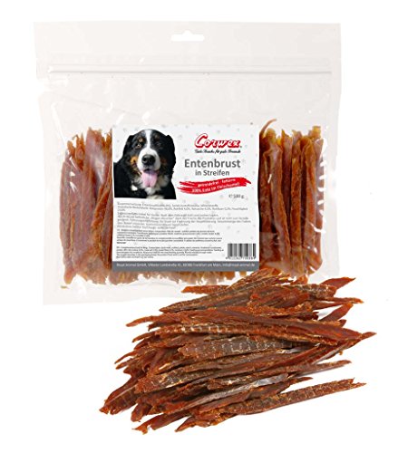 Corwex Premium Kaustreifen (500g, Entenbrust in Streifen) 100% Fleischanteil, getreidefrei/fettarm, Kausnack für Hunde, schonend luftgetrocknet von Corwex