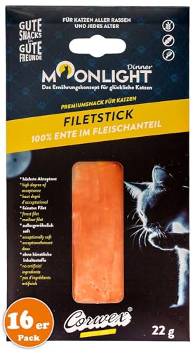 Corwex Moonlight Katzensnack Filet-Stick mit Ente (16 x 22g) für Katzen, 352 Gramm von Corwex