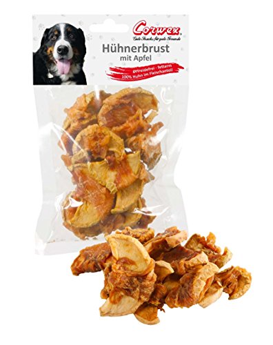 Corwex Hühnerbrust mit Apfel (8x70g), Premium Hundesnack Hühnerfilet umwickelt, getreidefrei & fettarm, 100% Huhn im Fleischanteil von Corwex