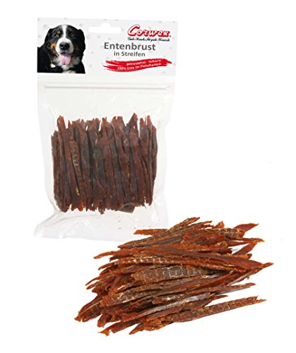 Corwex Premium Kaustreifen (250g, Entenbrust in Streifen) 100% Fleischanteil, getreidefrei/fettarm, Kausnack für Hunde, schonend luftgetrocknet von Corwex