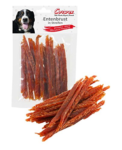 Corwex Premium Kaustreifen (70g, Entenbrust in Streifen) 100% Fleischanteil, getreidefrei/fettarm, Kausnack für Hunde, schonend luftgetrocknet von Corwex