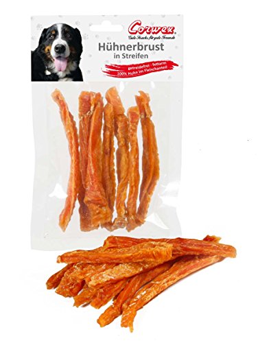 Corwex Premium Kaustreifen (70g, Hühnerbrust in Streifen) 100% Fleischanteil, getreidefrei/fettarm, Kausnack für Hunde, schonend luftgetrocknet von Corwex