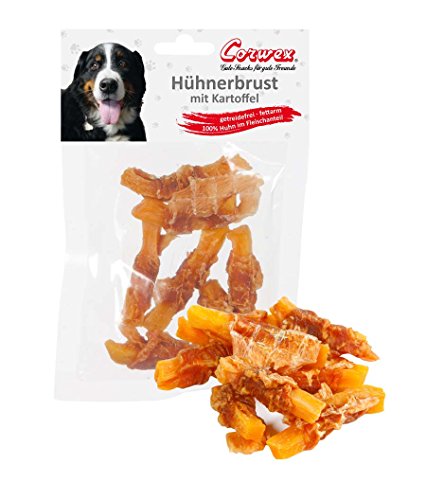 Corwex Hühnerbrust mit süsser Kartoffel (70g), Premium Hundesnack Hühnerfilet umwickelt, getreidefrei & fettarm, 100% Huhn im Fleischanteil von Corwex