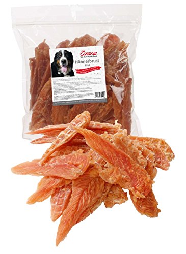 Corwex Hundesnack Hühnerbrustfilet (1kg), getreidefrei & fettarm, im Wiederverschließbarem Beutel, 100% Huhn im Fleischanteil von Corwex