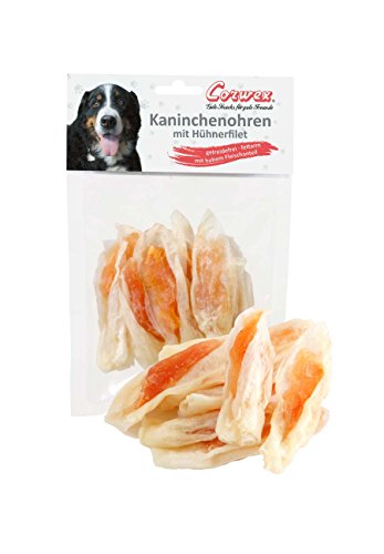 Corwex Kaninchenohren (70g, mit Huhn), Getreidefreier Premium Snack Soft, Fettarmer Hundesnack, Ideal als Belohnung für Hunde von Corwex