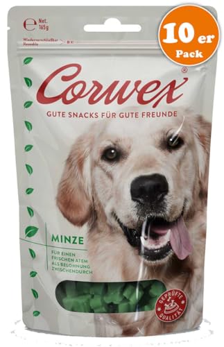 Corwex Hundesnack Soft-Treats | Tranigssnacks | herzhaft softe Hundeleckerli für Training oder als Snack | Für Alle Rassengrößen | für einen rischen Atem | Geflügel mit Minze (Minze, 10x165g) von Corwex