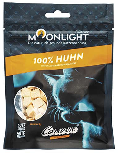 Moonlight Katzensnack (1 Päckchen) - 100% Huhn gefriergetrocknet - Ideal für empfindliche Katzen & Allergiker, ohne Getreide & ohne Zucker von Corwex