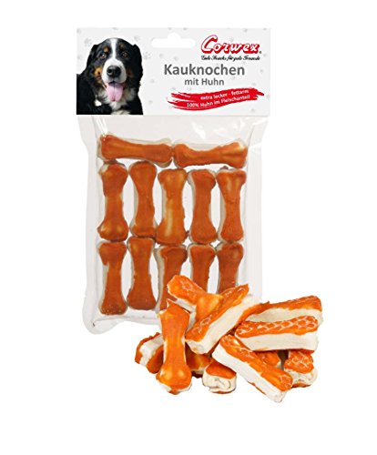 Corwex Kauknochen (12x5cm mit Huhn - 10er Pack), für kleine Hunde, extra lecker & fettarm, Hunde-Kauartike mit 100% Huhn im Fleischanteil von Corwex