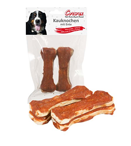 Corwex Kauknochen (2x10cm mit Ente - 8er Pack), für mittlere Hunde, extra lecker & fettarm, Hunde-Kauartike mit 100% Ente im Fleischanteil von Corwex