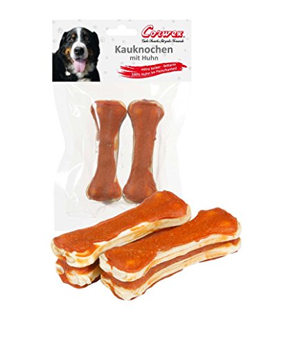 Corwex Kauknochen (2x10cm mit Huhn - 8er Pack), für mittlere Hunde, extra lecker & fettarm, Hunde-Kauartike mit 100% Huhn im Fleischanteil von Corwex