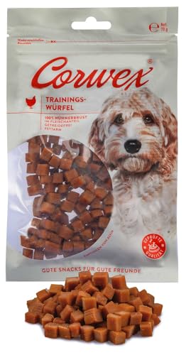 Corwex Trainingswürfel Hundesnacks mit Huhn, Monoprotein, Trainee Snack, getreidefreie Leckerlie fürs Hundetraining (70g, Huhn) von Corwex