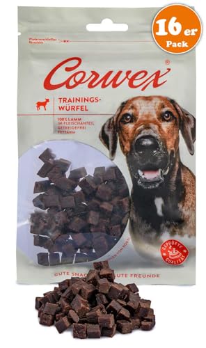 Corwex Trainingswürfel Hundesnacks mit Lamm, Monoprotein, Trainee Snack, getreidefreie Leckerlie fürs Hundetraining (16x70g, Lamm) von Corwex