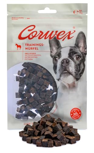 Corwex Trainingswürfel Hundesnacks mit Pferd, Monoprotein, Trainee Snack, getreidefreie Leckerlie fürs Hundetraining (16x70g, Pferd) von Corwex