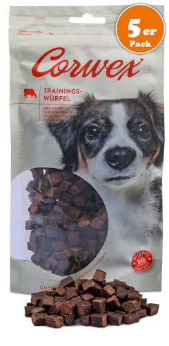 Corwex Trainingswürfel Hundesnacks mit Rind, Monoprotein, Trainee Snack, getreidefreie Leckerlie fürs Hundetraining (5x250g, Rind) von Corwex