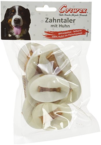 Corwex Zahntaler (7x70g), getreidefrei/fettarm, Dental Zahnpflege als Kausnack für Hunde, 100% Huhn im Fleischanteil von Corwex