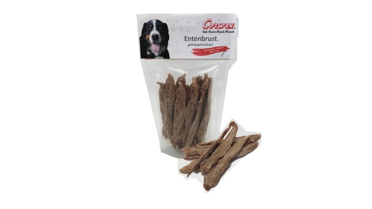 Corwex gefriergetrocknet 50 Gramm Hundesnack 12 x 50 Gramm Entenbrust