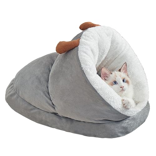 Katzenbett Höhle KatzenhöHle 1 Stück 35 * 25 * 25cm Katzenkorb Katzenhaus Katzenbetten für Drinnen mit Anti-Rutsch-Boden Cat Sleeping Bag Baumwolle Katzenbett Flauschig von Cosiesnest