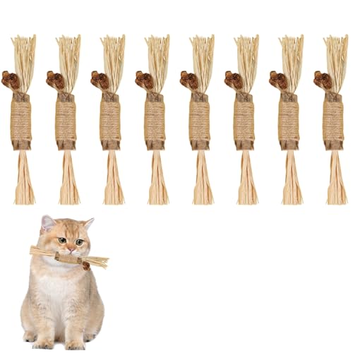 Cosiesnest 8 Stück Katzenminze Sticks, Kausticks Set, Matatabi-Kausticks, Schleifen von Zähnen Kauholz Katze Sticks, Katzensticks Zur Zahnreinigung, für ​Katze Beißen Kauen Zahnpflege Gegen (klein) von Cosiesnest