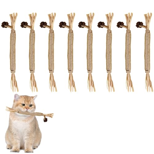 Cosiesnest 8 Stück Katzenminze Sticks, Kausticks Set, Matatabi-Kausticks, Schleifen von Zähnen Kauholz Katze Sticks, Katzensticks Zur Zahnreinigung, für ​Katze Beißen Kauen Zahnpflege Gegen (groß) von Cosiesnest