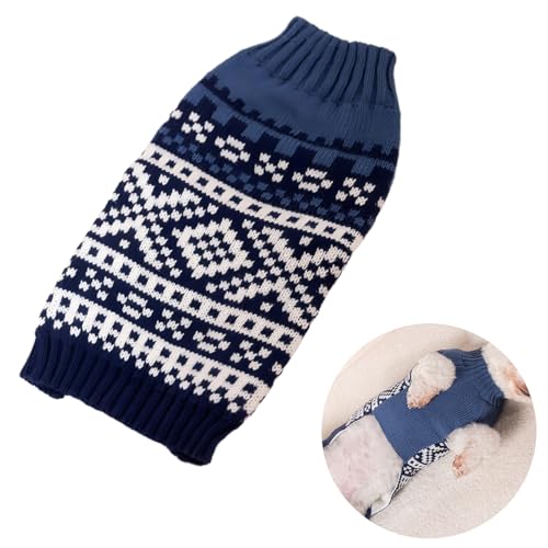 Hundekostüm Hundekostüm Haustier Kostüm Hundekostüm Haustier Mantel 1 Stück Haustier Pullover Tricolour Strickpulli (Blau) von Cosiesnest