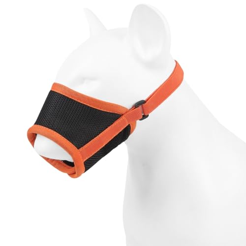 Maulkorb Anti Bark Maulkorb für Hunde Maulkorb für Hunde Maulkorb Atmungsaktive Mesh Soft Muzzle reathable Mesh Dog Muzzle Cover (Orange, Breit) von Cosiesnest