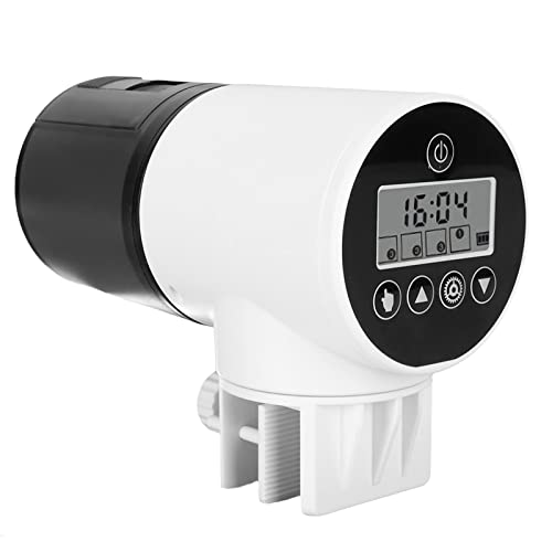 Cosiki Automatischer Futterspender für Aquarien, 200 Ml, Fischfutterspender, Verstellbar, Wasserdicht, Großes Digitales Display, Leise, für den Urlaub, für Aquarien Bis zu 17 Mm von Cosiki