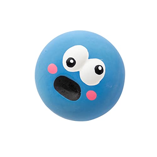 Cosiki Interaktive Fetch Sound Balls, Starke Belastbarkeit, Lustiges Gesicht, Langlebig, Weich, Bissfest, Latex, Quietschender Hundespielzeugball für Haustierbedarf (Blau) von Cosiki