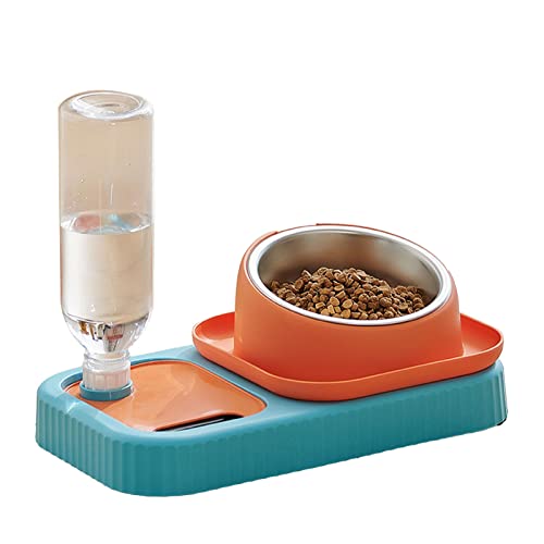Cosiki Kätzchennapf, Automatischer Wasserspender aus Edelstahl, Erhöhter Katzenfutternapf für den Innenbereich von Cosiki
