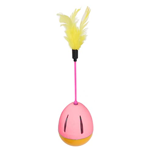 Feather Cat Toy Bright Colour Kitten Toys mit Interaktiver Integrierter Glocke für Katzen (Rosa und Gelb) von Cosiki