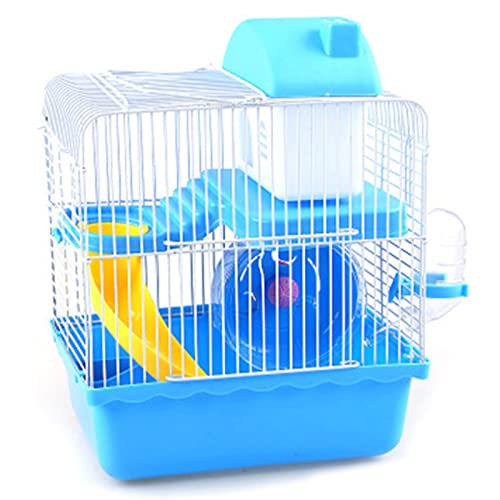 Großer Hamsterkäfig, großer Hamsterkäfig, 2 Etagen, tragbarer Hamster-Habitat, Hamsterkäfig, Kleintierkäfig für Mäuse, Ratten, Rennmäuse und Kleintiere (blau) von Cosiki