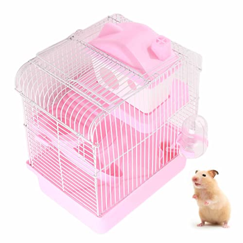 Hamsterkäfig, 2-stöckig, tragbar, interessant für kleine Tiere für Hamster, Rosa von Cosiki