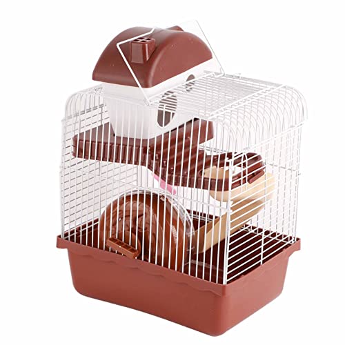 Hamsterkäfig, 2-stöckig, tragbar, interessant für kleine Tiere für Hamster (Kaffee) von Cosiki