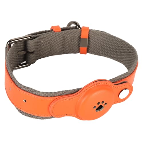 Hundehalsband, Modisches Hundehalsband aus Weichem PU-Stoff und Metall, für Camping, Spazierengehen (ORANGE) von Cosiki